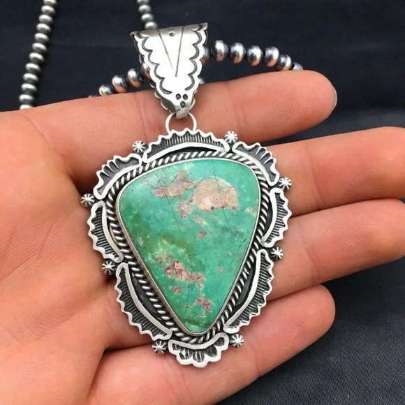 Navajo Sterling Silver Necklace Pendant Length 20 - Picture 11 of 12